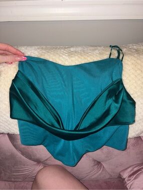 Sincerly Jules Teal Satin-Trim Bandeau Cami
